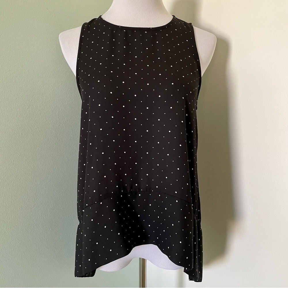 Banana Republic Black Sleeveless Polka Dot Blouse
